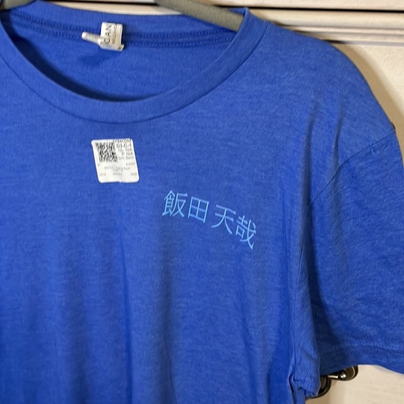 Unisex Japanese lettering canvas royal blue shirt sleeve t shirt med new - Picture 2 of 4